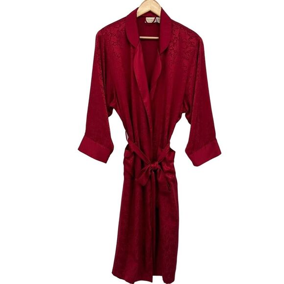 Vintage Victoria Secret Satin Robe Size‎ Small Gold Label Shoulder Pads Embossed - Picture 1 of 14